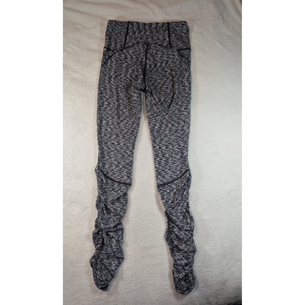 Lululemon Yoga Pants Ruched Leggings Athletic Black Gray Size 6 - Picture 3 of 7